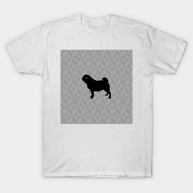 Pug Dog Lover Gift - Scandi Geometric Silhouette T-Shirt by Elsie Bee Designs